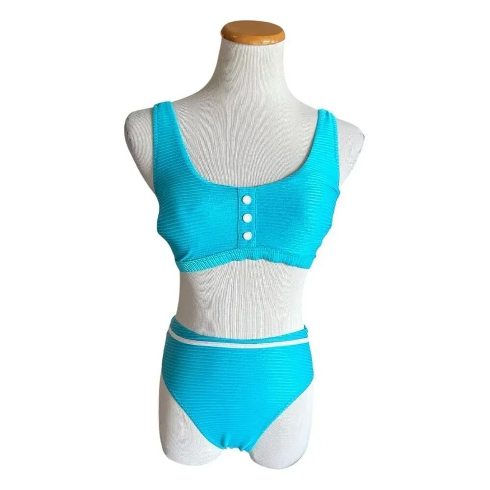 Womens Cupshe Two Piece Ribbed Bikini Swimsuit Bathing Suit - Sz M